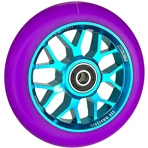 Fantic26 Spy7 Stunt Scooter Rolle I Trick I Tret I Kinder I Roller I Wheel I 110mm I ABEC 11 I Schnell I Leise I Freestyle (Türkis/Pu Lila)