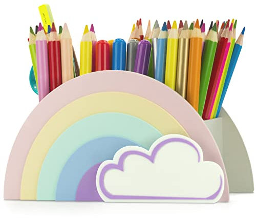 KAJAWIS Organizer für Buntstifte Schreibtisch-Organizer für Kinder Regenbogen ECO Stiftehalter (Farbe 1)