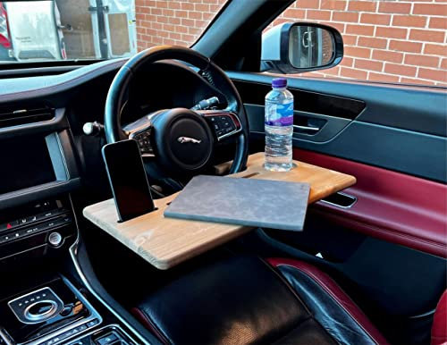 Portable Wooden Steering Wheel Car Tray - Laptop Tray - Phone Holder - Ideal for people on the move (Car) (EM)