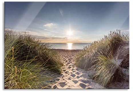 Pixxprint Glasbild, Wandbild aus Echtglas, der Weg ins Meer, 60x40 cm, inkl. Aufhängung und Abstandshalter