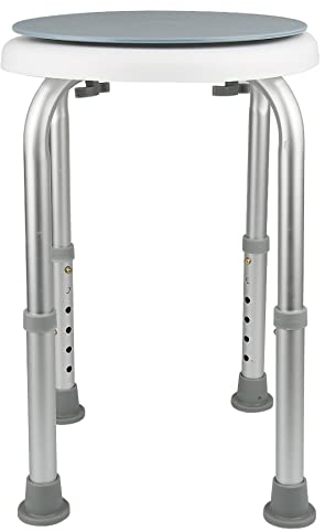 Duschhocker Duschstuhl Höhenverstellbar 360° Drehbarer Badehocker Duschhilfe aus Alu für Alter, Schwangere, Blau