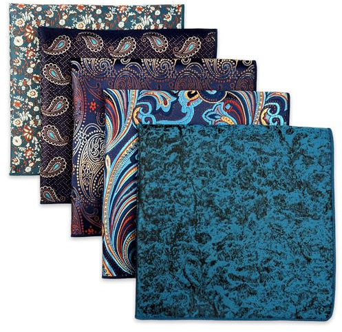 Shlax&Wing 5 Pieces Assorted Herren Einstecktücher Handkerchiefs Set 74