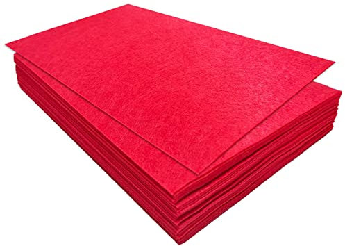 Filz zum Basteln, 1mm Dickes Steife Filzblätter, 32 Stück Filzstoff, 17,78×28,7cm Bastelfilz zum Nähen Handwerk und Festivals Party Dekorationen (Rot)