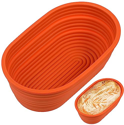 webake Silikon Gärkorb Oval zum Brotbacken 25cm Gärkörbchen Oval für Brot Garkorb Bread Basket für alle Brotsorten
