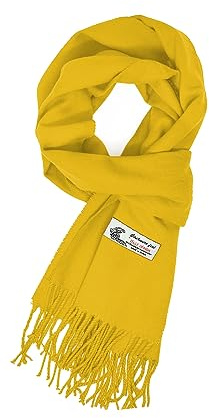 Glory Max Unisex einfarbiger Winterschal, Kaschmir-Gefühl, weich, klassisch, 183 x 30 cm, gelb, 72 x 12 x 0.2