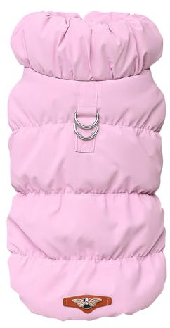 Warm Dog Coat, Fleece Lined Puppy Vest - Waterproof Windproof Jacket with D Ring, Cozy Clothes for Small to Large Dogs (Pink, XS)