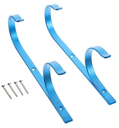 BESPORTBLE Support De Poteau De Piscine en Alliage D'aluminium Bleu 2 Pièces pour Outils De Nettoyage Extérieur De Piscine, Montage Fixe Suspendu, Compatible Bâtons Télescopiques