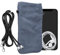 kwmobile Handytasche für Smartphones XXL - 7 Handy Tasche - Cord Handy Hülle Vintage Blue mit Kordel - Tasche mit Handykette 17,7 x 9 cm Innenmaße