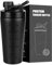 ROCKY&CHAO 900 ml Edelstahl Protein Shaker - Protein Eiweiß Becher mit Kugel Eiweiß Sport Fitness Bottle für Eiweiß, Diät und Fitness Shakes (mit Knopfdeckel | Schwarz)