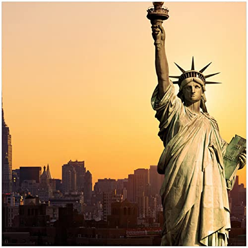 Wallario Glasbild Freiheitsstatue New York - 30 x 30 cm Wandbilder Glas in Premium-Qualität: Brillante Farben, freischwebende Optik