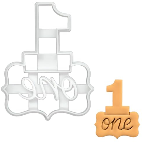 BAKERLOGY Number One Cookie Cutter - Detailed Biscuit Cutter Design for Baking and Crafts, Ideal on Fondant, Dough, Clay