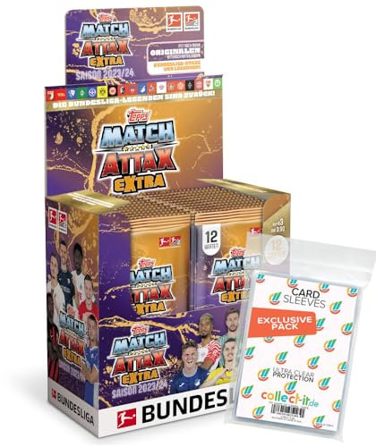 Bundle mit Topps Match Attax EXTRA Bundesliga 2023/24-1 Display (24 Booster) + Exklusive Collect-it Hüllen
