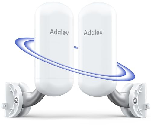Adalov CPE467 5.8GHz Wireless Bridge, 450Mbps Outdoor Long Range Point to Point WiFi Bridge (1.5km) with High Gain Antenna, RJ45 Ethernet Port for Network & Surveillance Extension, 2 Pack