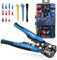 X-COTEC Pince à Dénuder Automatique avec 260 Bornes, Pince Electricien Multifonction 3 en 1, Dénudeur de Câble Électrique, Dénudage Pince Coupe Cable AWG 24-10 (0,2~6,0mm²), pour Dénuder Couper Sertir