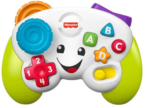 Fisher-Price Laugh & Learn Spiel- und Lernkontrolle für Baby und Kinder, vorgibt, Videospiele mit Musik und Ton für Kinder ab 6 Monaten, mehrsprachige Version, HXC30