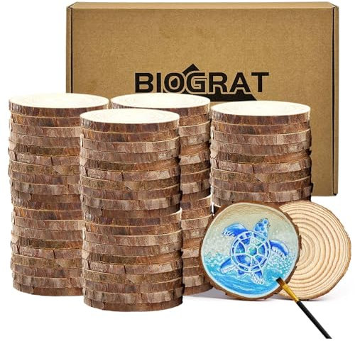 Dischi di Legno Dischetti legno 5-6 cm 80 pz da Decorare, Tronco Legno