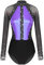 iEFiEL Turnanzug für Damen Langarm Gymnastikbody mit Strass Patchwork Metallic Tanzbody Ballett Trikotanzug Wettbewerb Leotards Helles Lila XL