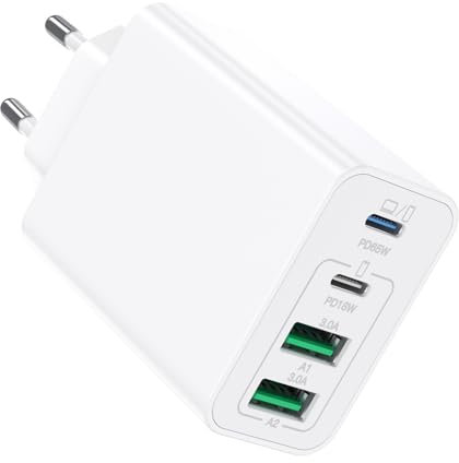 USB C Ladegerät 65W GaN Charger 4Ports PD Netzteil 65W PPS kompatibel mit MacBook Pro/Air, iPhone 15 Pro Max/15/14 Pro Max/14 Pro/13, iPad Pro, Galaxy S23 Ultra/S23/S22