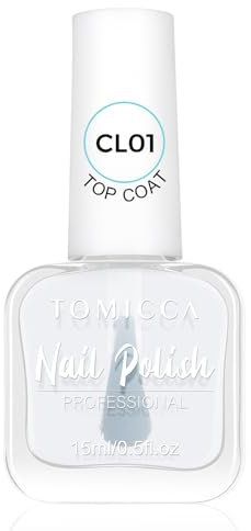 TOMICCA Top Coat - Quick Dry High Shine Clear Nail Polish, Strengthening & Durable Top Coat, 15ml/0.5 fl oz