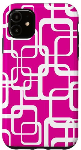 Hülle für iPhone 11 Retro MCM Quadratisches Motiv Vintage Muster 5 Magenta