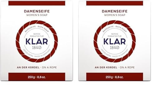 Klar Seifen Badeseife Damen an der Kordel 250g, palmölfrei, geeignet für normale Haut, Seife 11014 (Packung mit 2)