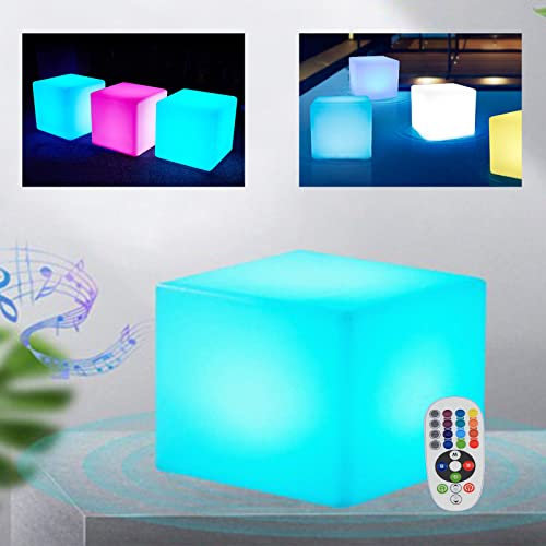 Shining Cube LED-Würfel (30cm) weiß, mit Infrarot-Fernbedienung (7 Farben), Leucht-Würfel für außen und innen, als Deko, Tisch oder Hocker