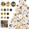 Jemmytu 52 Stück Weihnachtskugeln Rot Weiß Grün Gold Schwarz, Weihnachtsbaumschmuck, Weihnachtskugeln Kunststoff, Christbaumkugeln, Christbaumkugeln Kunststoff mit Lanyard(Schwarz+Gold)