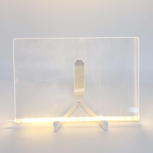 Acryl-Trockenlöschtafel mit Licht, Klarer Desktop-Notiz-Memo-Whiteboard-Notizblock Tisch-LED-Buchstabentafel mit 7 Markierungen