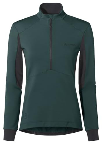 VAUDE Damen Langarm Fahrradtrikot Kuro Halfzip LS Tricot, warm, atmungsaktiv & schnelltrocknend, Passform: Slim fit, deep Pond, 36