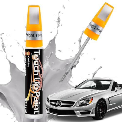 Shyllin Bolígrafo Retoque Coche, 12 ML, Pluma de Retoque Del Coche, Lápiz de Retoque, Bolígrafo Reparador de Pintura para Coche, Eliminación Rayones Profundos para Automóviles y Motocicletas (Plata)