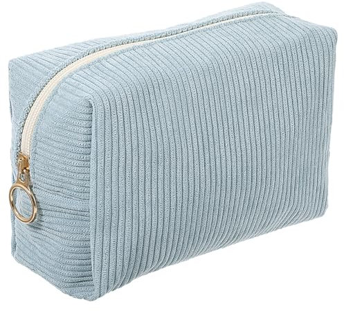 AOZUO Schminktäschchen Klein, Frauen Reise Kosmetiktasche mit Reißverschluss großem Fassungsvermögen Make up Tasche Reisezubehör Organizer, Multifunktional Makeup Tasche für Damen(Blau)