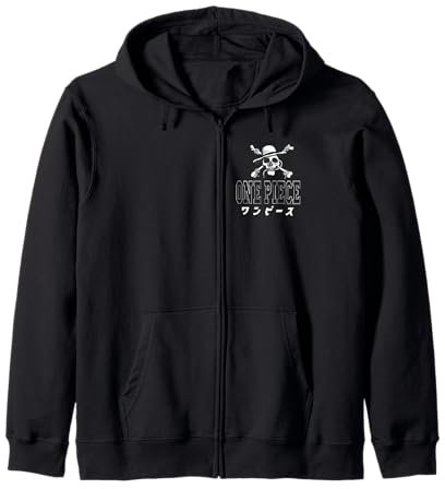 One Piece Kanji & Straw Hat Pirates Logo Anime Zip Hoodie