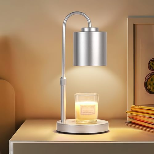 CASTLELIFE Candle Warmer Lamp with Timer & Dimmer, Height Adjustable Electric Wax Melt Warmer for Jar Candles, Gifts for Mom Home Decor, Silver