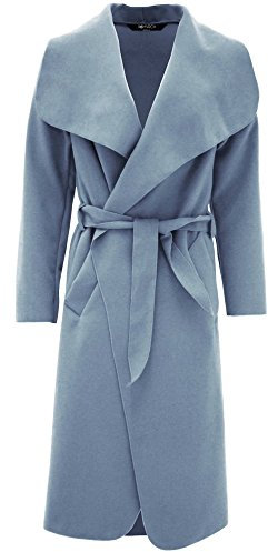 GOSTYLES® Womens Long Waterfall Italian Duster Trench Coats, Ladies Winter Wear Long Sleeve French Belted Oversized Jacket (Sky Blue, XL)