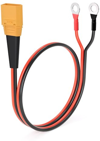 ELFCULB XT90 Stecker auf O Ring Kabel 10AWG 0,6m für RC-Lipo-Batterie | XT90 Stecker zu O-Ring miti Kabel aus 5,26mm² verzinntes Kupferkabel für FPV-Renndrohne, tragbare Kraftstation