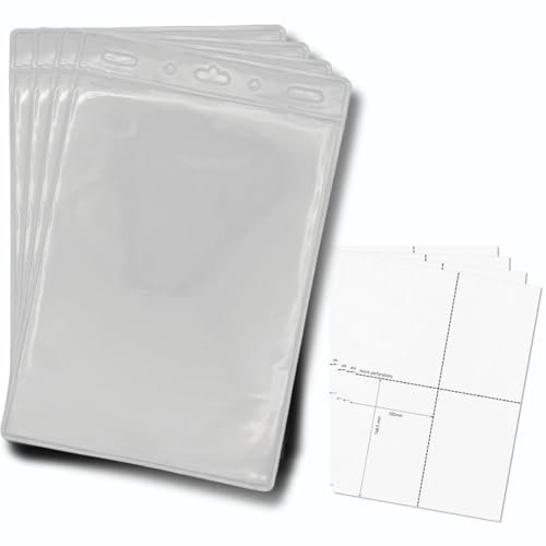 OfficeGear Porta badge per eventi, confezione da 50 pezzi, formato A6 (105 x 150 mm), più inserti stampabili, supporto verticale aperto per carte d'identità, passaporti, delegati, espositori, badge