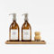 Set of 2 Amber Glass Bottles 500 ML Long tray & Dish Brush | kitchen hand and dish soap dispenser set | Washing Up Liquid Dispenser Bottle | Kitchen Tidy | Kitchen Bottle Set