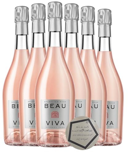 Beau Viva | alkoholfreier & kalorienarmer Rosé-Sekt | Rosé Sparkling, Colombard-Traube | Südfrankreich | 6 נ0,75 l | inkl. LOVEVINO Silver Button Sticker