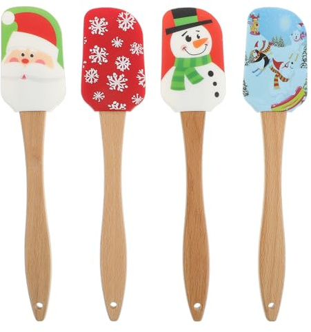 Sewroro 4pcs Christmas Silicone Spatulas, Cream Scrapers, Butter Scrapers for Baking, Kitchen Tools, 9. 84 Inch