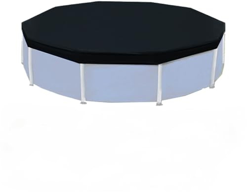 Qimopi 12FT Black Polyester Frame Pool Cover for Above Ground Pools with Adjustable Fit