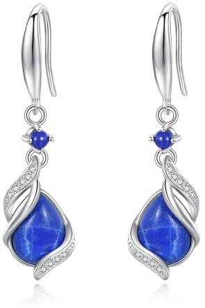Lapislazuli Ohrringe 925er Sterlingsilber Lapislazuli Tropfen Ohrringe Schmuck Geschenke für Frauen und Mütter