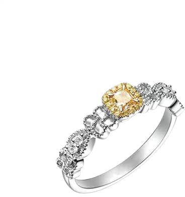 Wycian Damen Ring Zart Verlobungsring Damen Diamant 9K Weißgold mit Quadratischem Gelbem Diamanten 0,17 CT Größe 54 (17.2) Massiv, Nicht Plattiert Aktualisierung 3.0 für Schwester Abschluss Schmuck