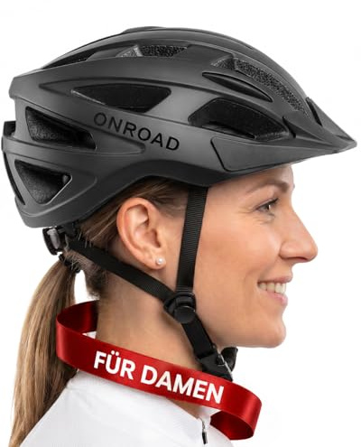 Fahrradhelm Damen ONTOP, E-Bike Helm Damen 300g Leicht mit Sonnenvisier - Fahrradhelm Erwachsene stufenlos verstellbar mit Drehrad, Fahrrad Helm inkl. Insektenschutz & bequemen Kinnpolster