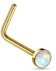 Tapsi´s Coolbodyart® Nasen Piercing Stecker Gebogen Edelstahl Chirurgenstahl 316L Opal Gold