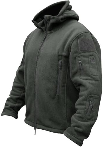 TACVASEN Windproof Men's Military Fleece Combat Jacket Tactical Hoodies, Grey, XL