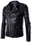 Legou Herren Jacke Stepp Muster Biker Jacket Schwarz XXL