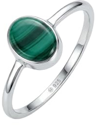 mantraroma 925 Sterling Silber Ring Malachit Damenring handgefertigter Edelsteinschmuck