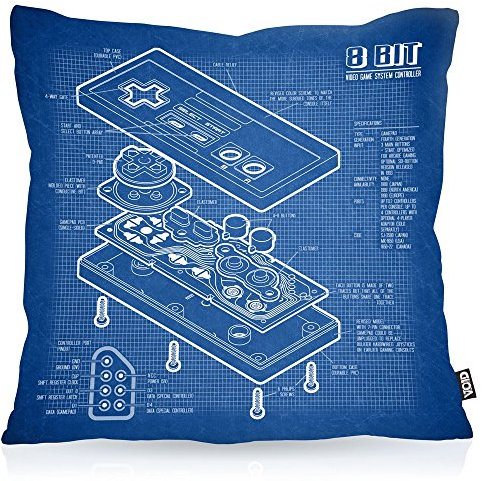 VOID NES Controller Blaupause Kissenbezug Kissenhülle Outdoor Indoor 8-Bit Mario Donkey bros Kong, Kissen Größe:40 x 40 cm
