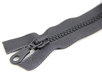 NTS Nähtechnik 1 Reißverschluss aus Kunststoff, Krampe, teilbar (dunkelgrau, 75 cm)