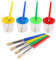 VEYLIN Paint Cups with Brushes, 4 Anti Spill Paint Pots with Lids and 4 Paint Brushes Set Children School Supplies，Perfect for Beginner or Experienced Painters, pot height 75mm